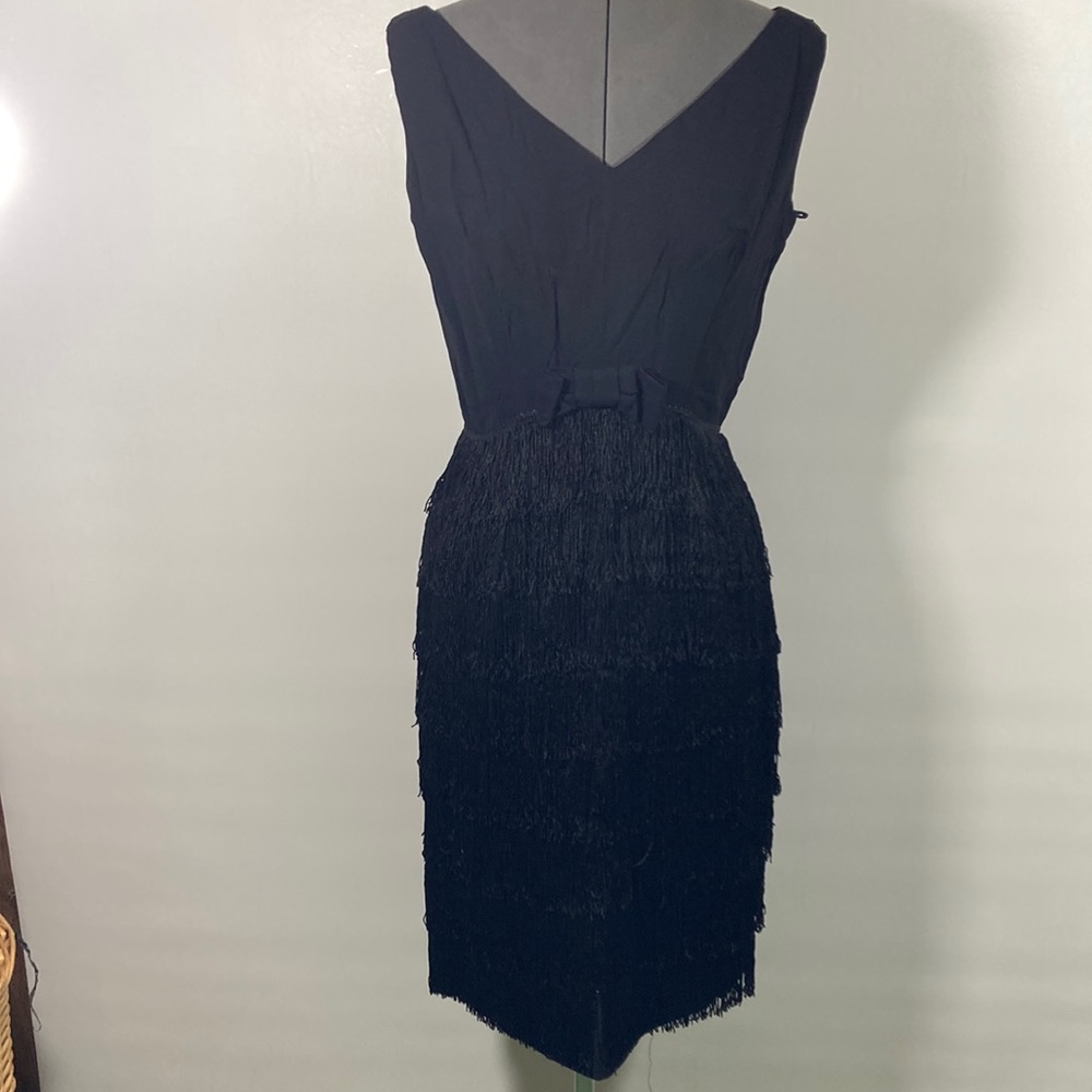 Vintage Rollin Twenty’s Vibes Laying Fringe Sleeveless Black Dress - Picture 1 of 6